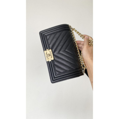 Ch@nel Boy Bag-Caviar-25CM