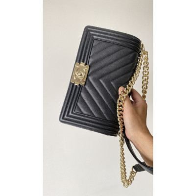 Ch@nel Boy Bag-Caviar-25CM