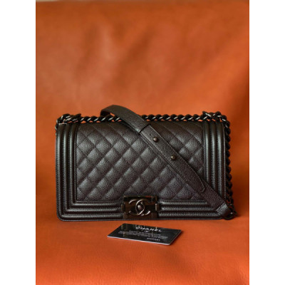 Ch@nel Boy Bag-Caviar-25CM