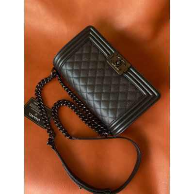 Ch@nel Boy Bag-Caviar-25CM