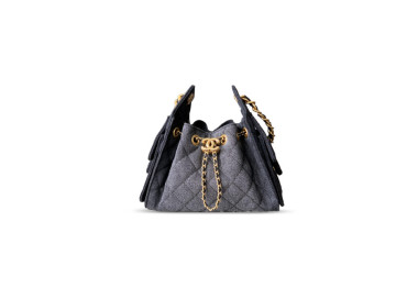 CH@NEL MASTER 25 MINI HOBO BAG BLACK DENIM AS5631(22*20*12.5cm)