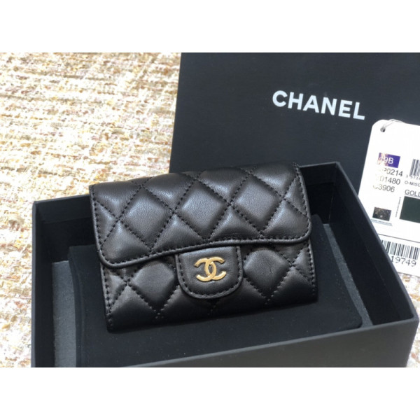 Ch@nel Wallet-Gold Harware-Lamskin-11*10CM