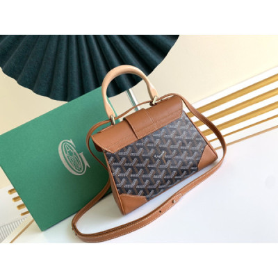 Goyard Coated Canvas and Leather Saigon Top Handle Bag-21CM