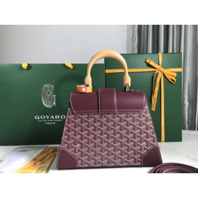 Goyard Coated Canvas and Leather Saigon Top Handle Bag-28×20×12CM