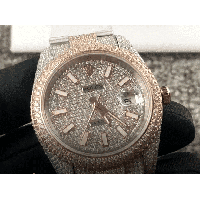 Rolex Datejust Two Tone Jubilee Fully Iced Out 126303 Replica