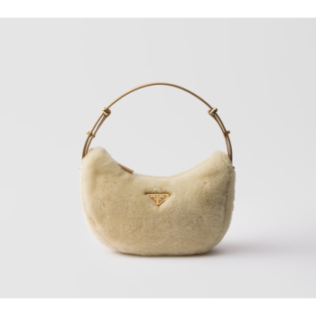 Prada Arqué shearling and leather shoulder bag
