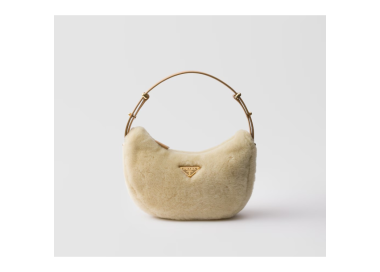Prada Arqué shearling and leather shoulder bag