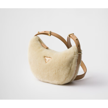 Prada Arqué shearling and leather shoulder bag