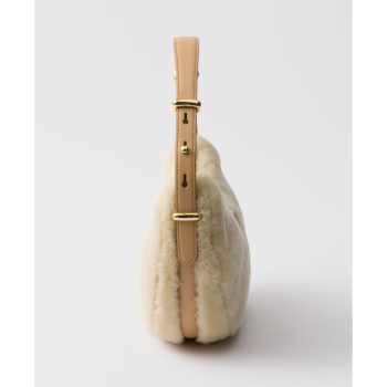 Prada Arqué shearling and leather shoulder bag