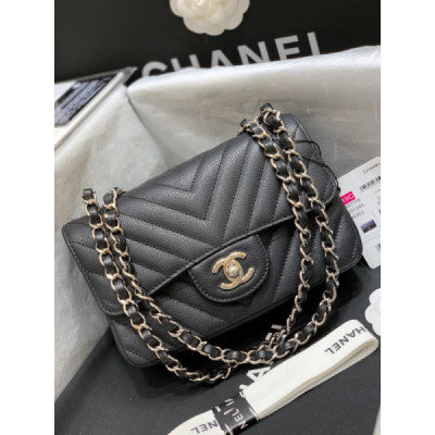 Ch@nel Flap Bag-Caviar-Silver Hardware-20CM