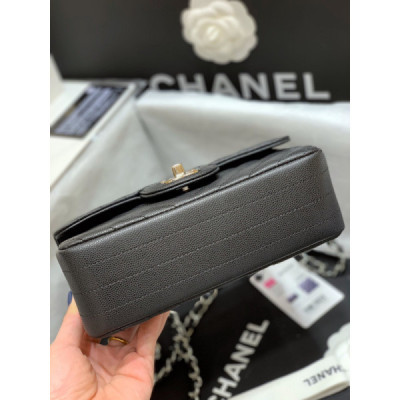 Ch@nel Flap Bag-Caviar-Silver Hardware-20CM