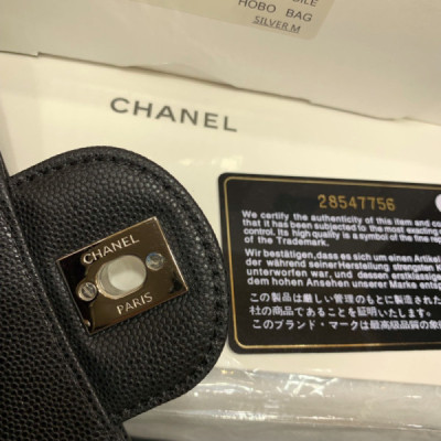 Ch@nel Flap Bag-Caviar-Silver Hardware-20CM