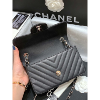 Ch@nel Flap Bag-Caviar-Silver Hardware-20CM