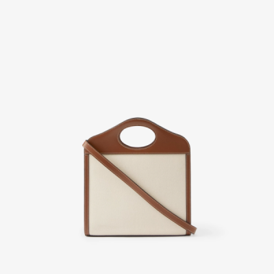 BURBERRY MINI TRI-TONE COTTON CANVAS and LEATHER POCKET BAG