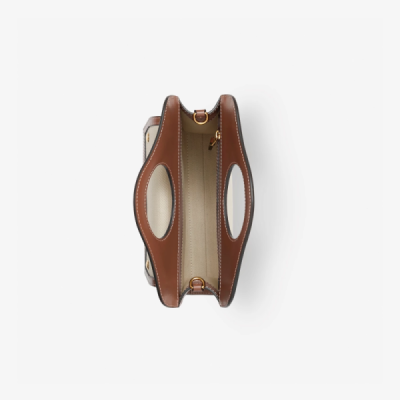 BURBERRY MINI TRI-TONE COTTON CANVAS and LEATHER POCKET BAG