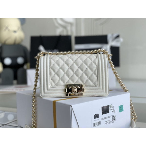 Ch@nel Boy Bag-Caviar-20CM