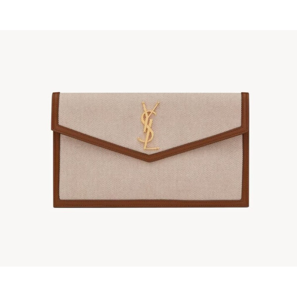 YSL uptown pouch in canvas and smooth leather