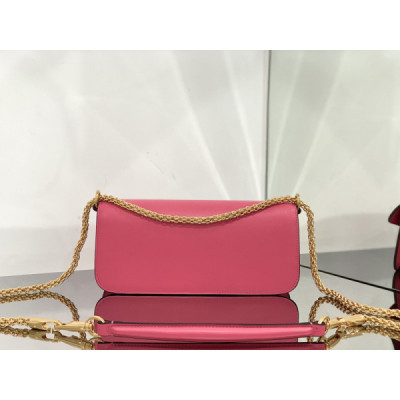 Valentino Garavani Locò Shoulder Bbag In Calfskin With Metallic VLogo-27*13*6CM