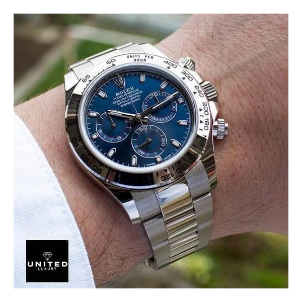 Daytona White Gold Blue Dial Replica