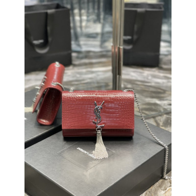 YSL Kate Medium With Tassle In Crocodile Leather-20×13.5×5.5cCM