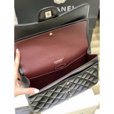 Ch@nel Flap Bag-Lambskin-Silver-30CM