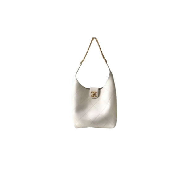 CH@NEL WHITE LEATHER CHAIN HOBO BAG（27*23*21cm）