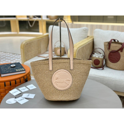 Chloé Horse Medal Basket In Natural Fibers-46*27*30CM