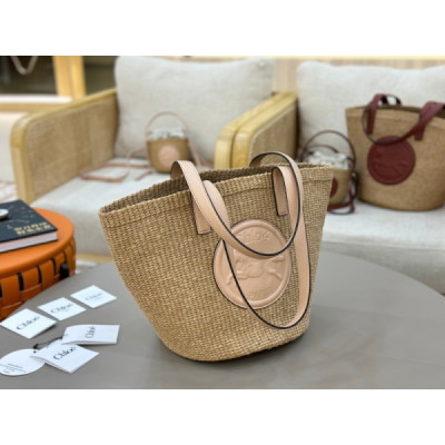 Chloé Horse Medal Basket In Natural Fibers-46*27*30CM