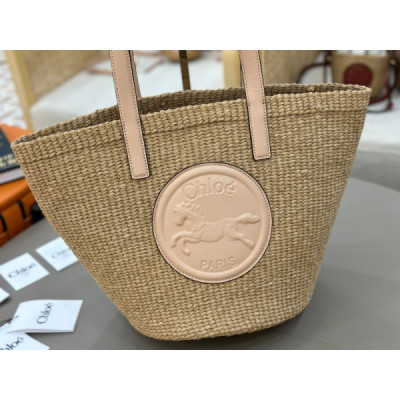 Chloé Horse Medal Basket In Natural Fibers-46*27*30CM