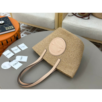 Chloé Horse Medal Basket In Natural Fibers-46*27*30CM