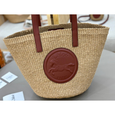Chloé Horse Medal Basket In Natural Fibers-46*27*30CM