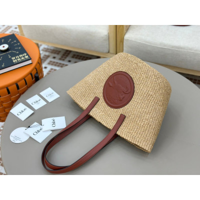 Chloé Horse Medal Basket In Natural Fibers-46*27*30CM