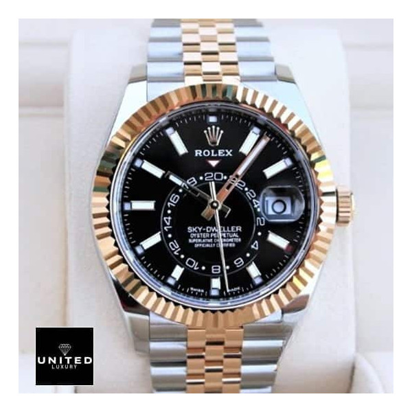 Rolex Sky-Dweller 326933 Steel Gold Black Dial Replica