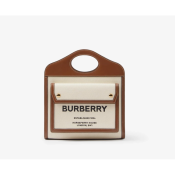 BURBERRY MINI TRI-TONE COTTON CANVAS and LEATHER POCKET BAG