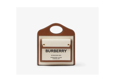BURBERRY MINI TRI-TONE COTTON CANVAS and LEATHER POCKET BAG