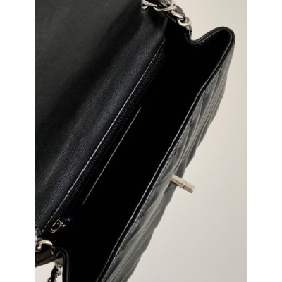 Ch@nel Flap Bag-Lambskin-Silver Hardware-20CM