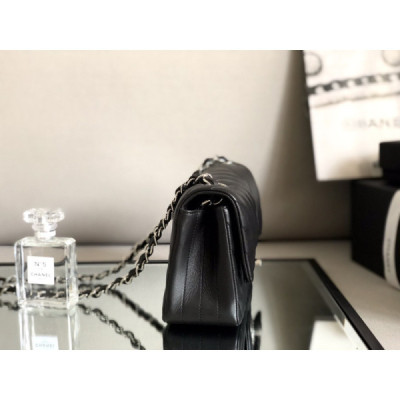 Ch@nel Flap Bag-Lambskin-Silver Hardware-20CM