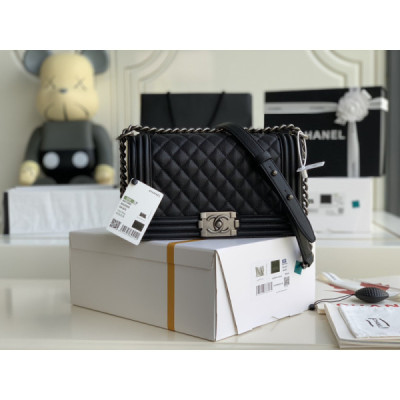 Ch@nel Boy Bag-Caviar-25CM