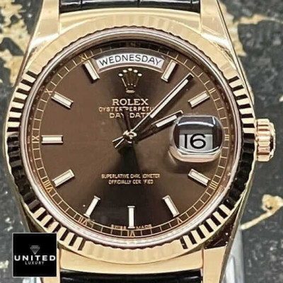Rolex Day-Date Black Leather Replica