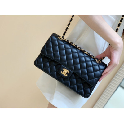 Ch@nel Flap Bag-Lambskin Leather-Gold Hardware-25CM