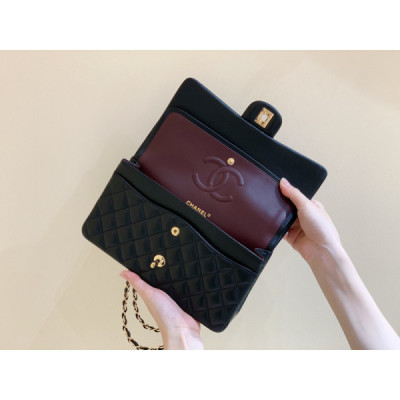 Ch@nel Flap Bag-Lambskin Leather-Gold Hardware-25CM