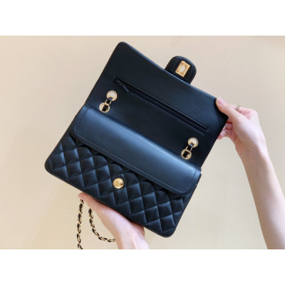 Ch@nel Flap Bag-Lambskin Leather-Gold Hardware-25CM
