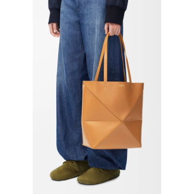 LOEWE Medium Puzzle Fold tote in shiny calfskin