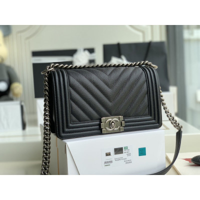 Ch@nel Boy Bag-Caviar-25CM
