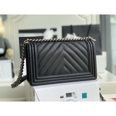 Ch@nel Boy Bag-Caviar-25CM