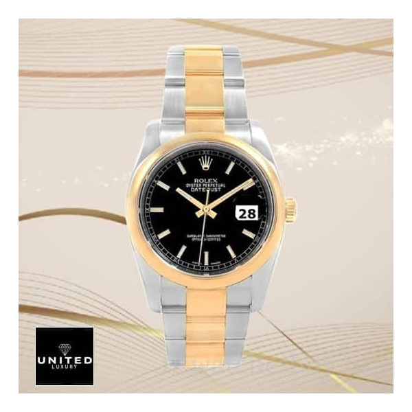 Rolex Datejust Yellow Gold Black Dial 116203 Oyster Replica