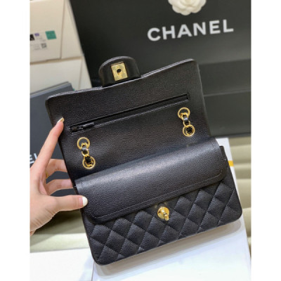 Ch@nel Flap Bag-（Black Inside）Caviar-23CM