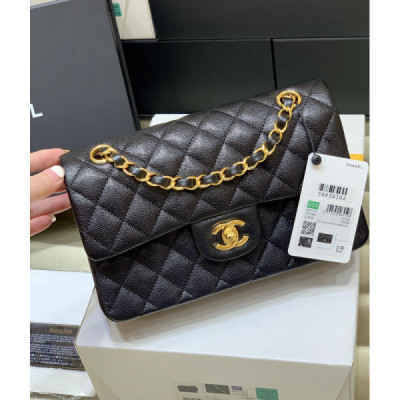 Ch@nel Flap Bag-（Black Inside）Caviar-23CM