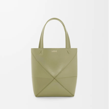 LOEWE Mini Puzzle Fold tote in shiny calfskin