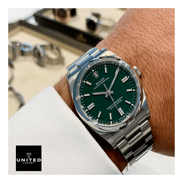 Rolex Oyster Perpetual Green Dial 126000-0005 Replica